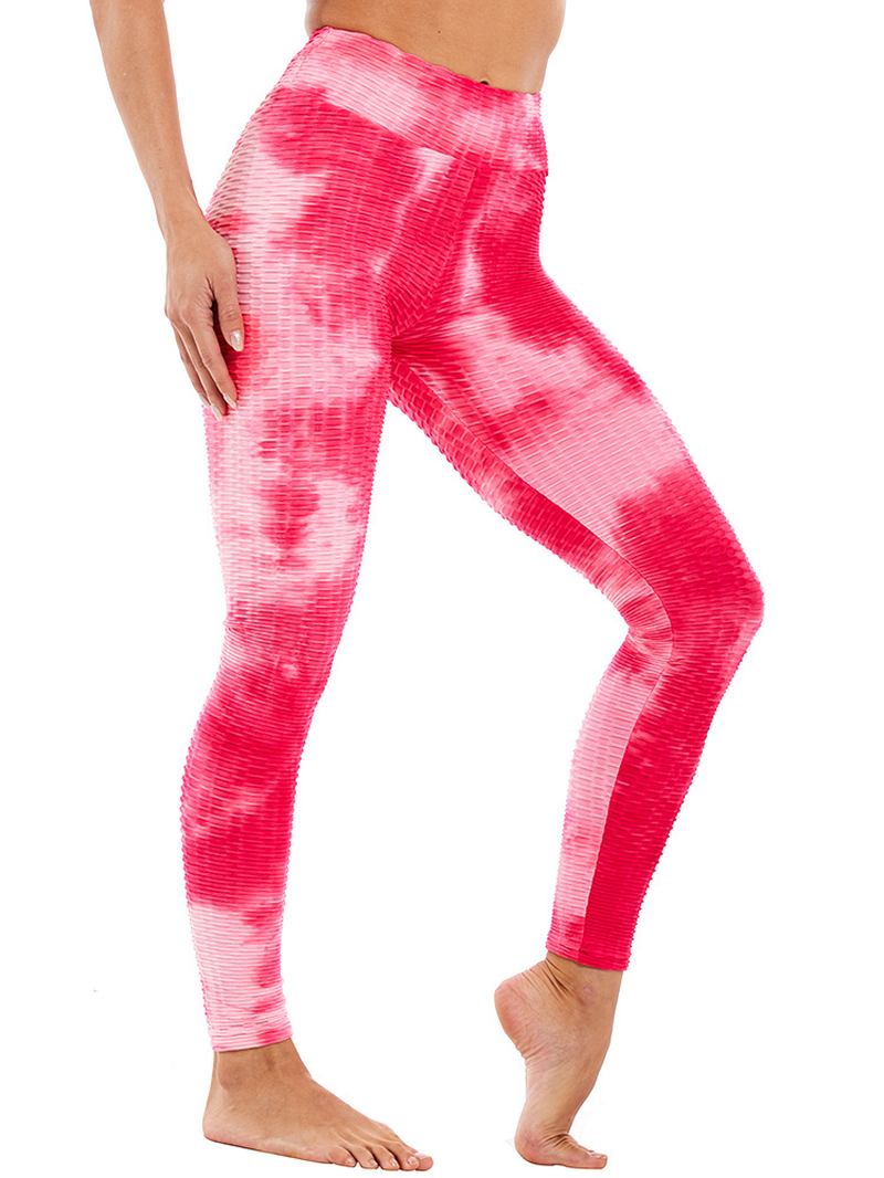 Tie-dye Random Med Trykk Høy Midje Slank Sport Yoga Fritids Leggings For Kvinner