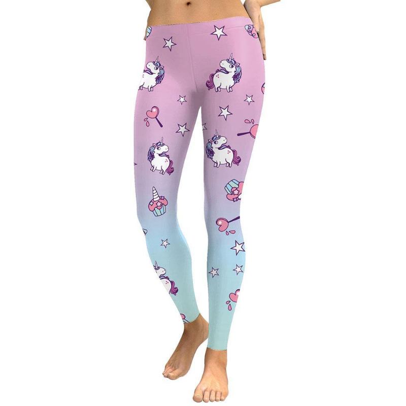 Unicorn Series Dame Leggings Star Ice Cream Digital Med Trykk Legg Sweat Workout Kvinne Legging Slim Pants