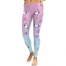 Unicorn Series Dame Leggings Star Ice Cream Digital Med Trykk Legg Sweat Workout Kvinne Legging Slim Pants