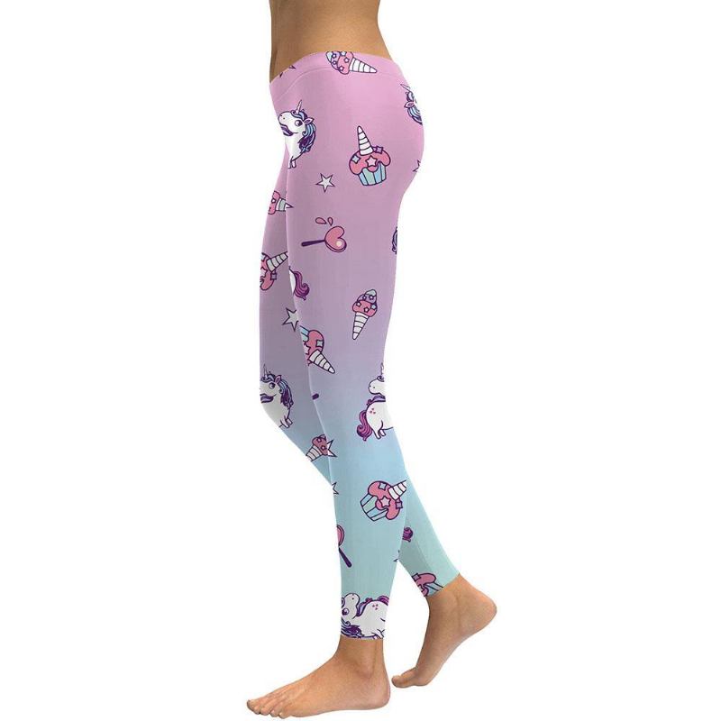 Unicorn Series Dame Leggings Star Ice Cream Digital Med Trykk Legg Sweat Workout Kvinne Legging Slim Pants