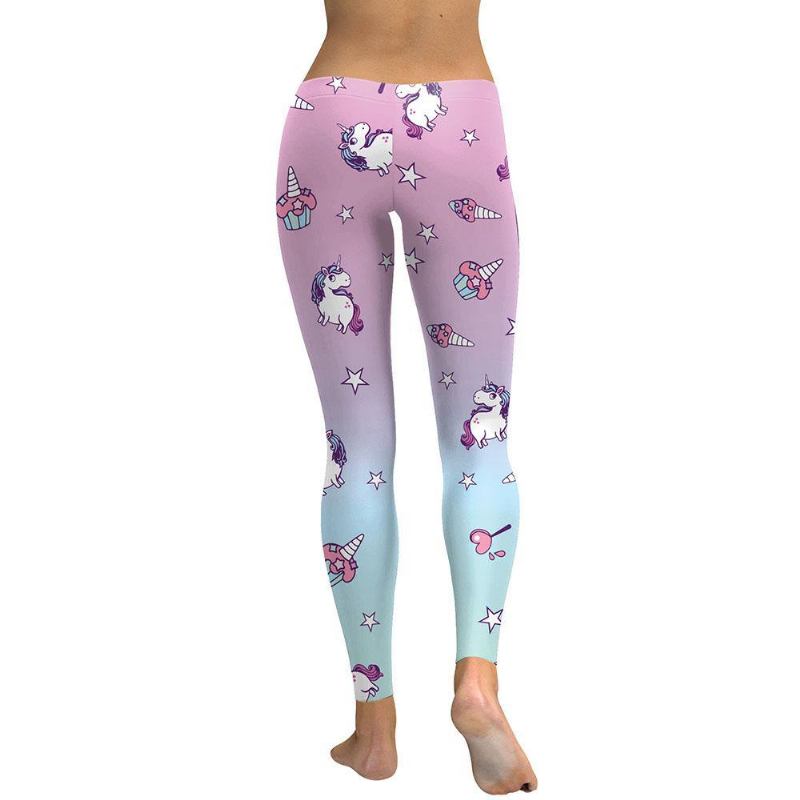 Unicorn Series Dame Leggings Star Ice Cream Digital Med Trykk Legg Sweat Workout Kvinne Legging Slim Pants