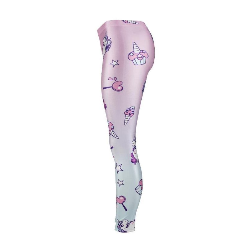 Unicorn Series Dame Leggings Star Ice Cream Digital Med Trykk Legg Sweat Workout Kvinne Legging Slim Pants