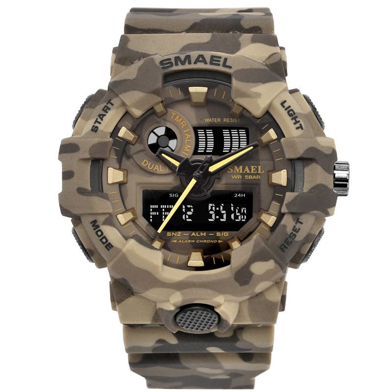 Digital Watch Camouflage Militray Dual Display Herre Sports Outdoor Armbåndsur