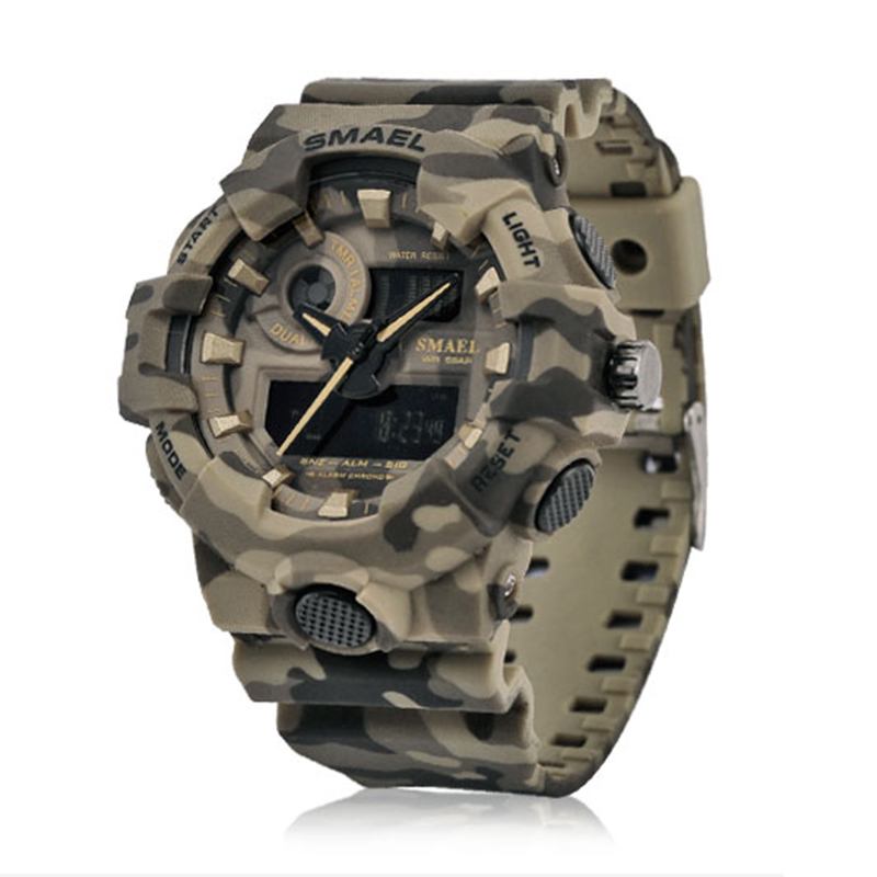 Digital Watch Camouflage Militray Dual Display Herre Sports Outdoor Armbåndsur