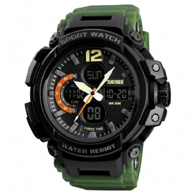 Digital Watch Dual Display Chronograph 3 Time Waterproof Alarm Digital Quartz Armbåndsur