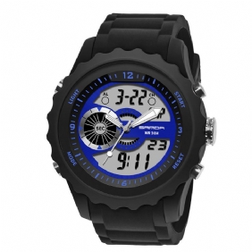 Dual Digital Digital Watch Herre Pu Stoppeklokke Lysende Vis Kalender Outdoor Sport Watch