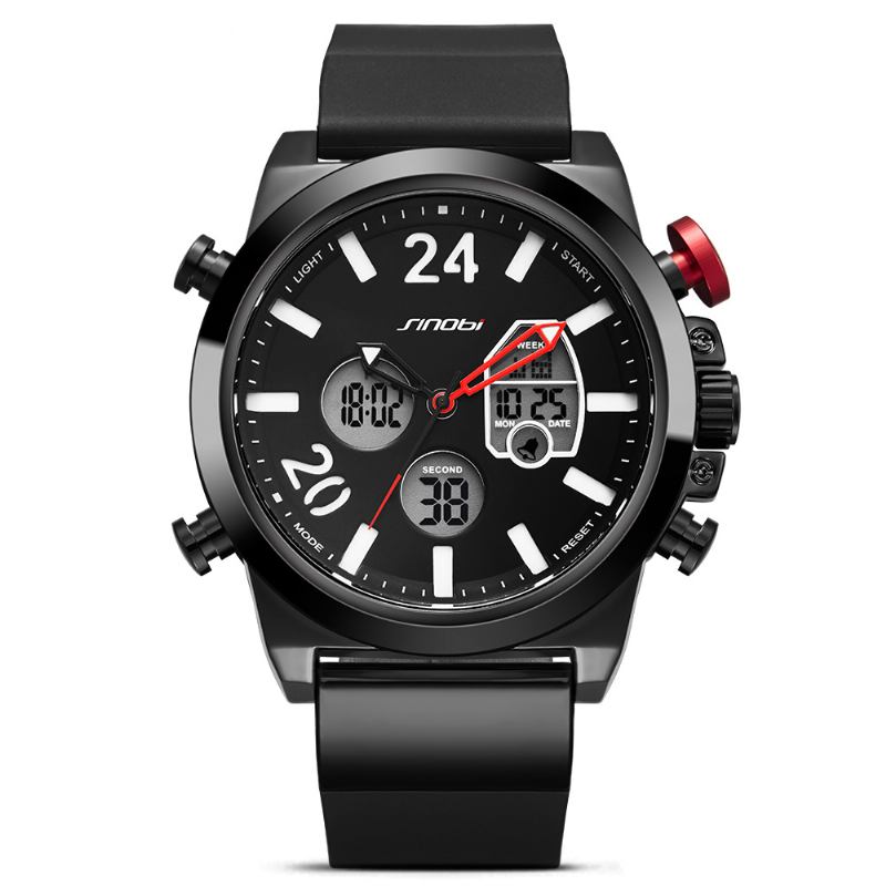 Dual Display Digital Watch Herre Chronograph Alarm Lysende Display Mote Sport Watch