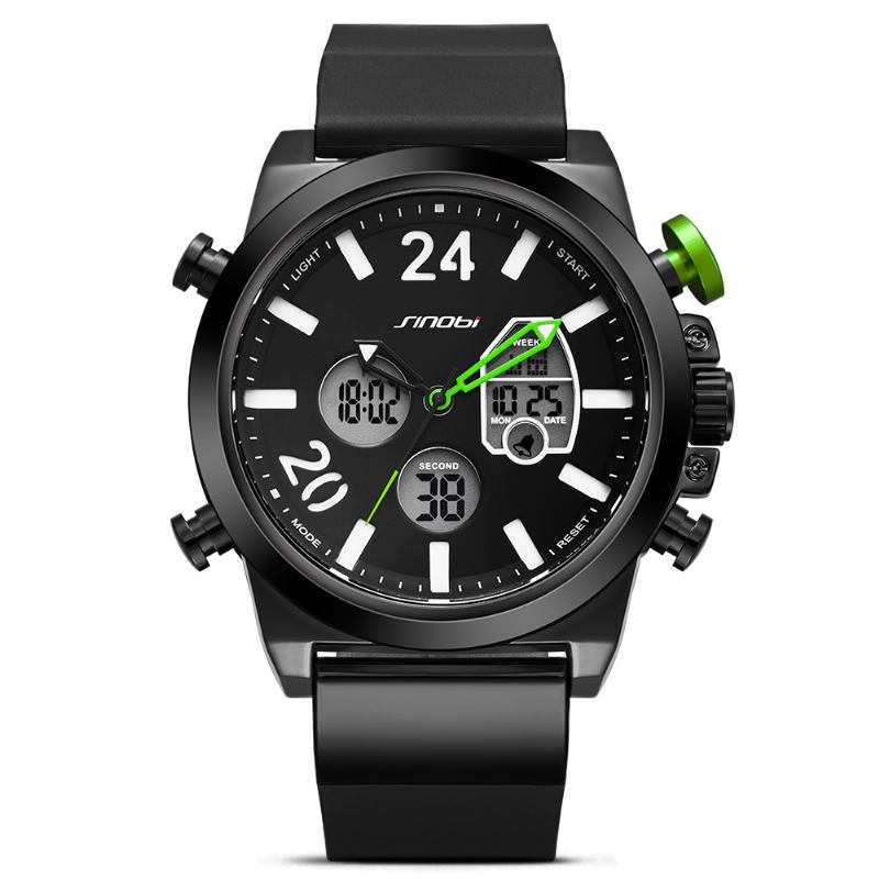 Dual Display Digital Watch Herre Chronograph Alarm Lysende Display Mote Sport Watch