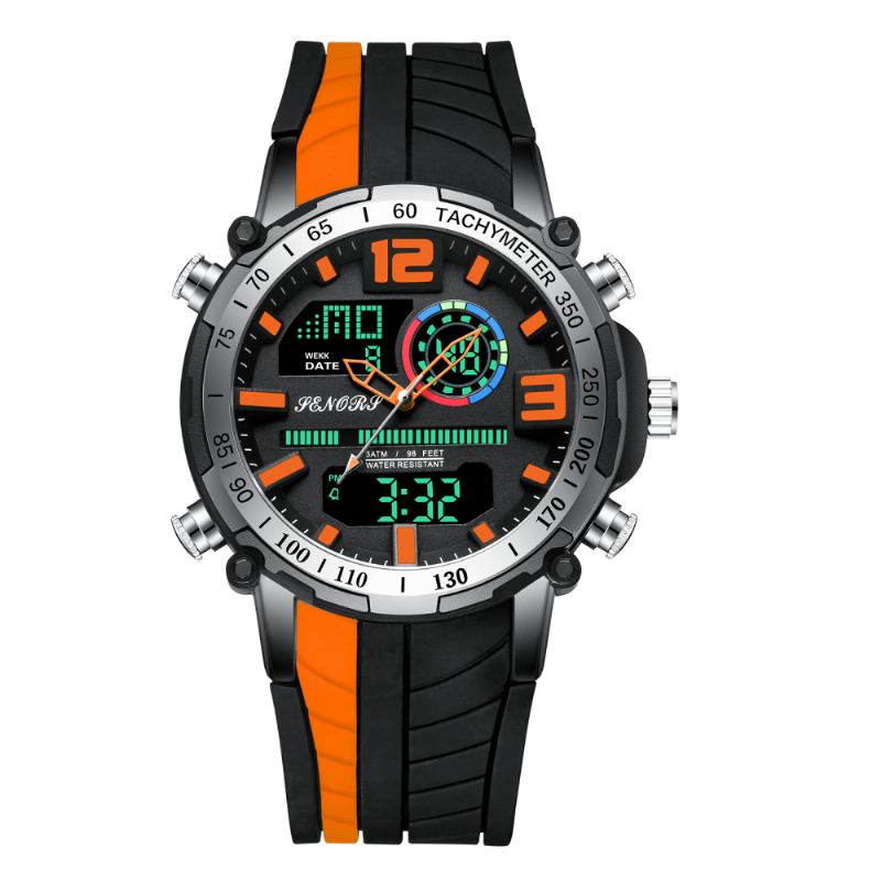 Dual Display Digital Watch Outdoor Sport Vekkerklokke Kalender Chronograph Noctilucent Waterproof Watch