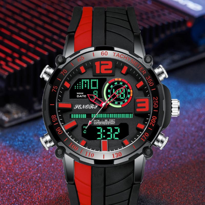 Dual Display Digital Watch Outdoor Sport Vekkerklokke Kalender Chronograph Noctilucent Waterproof Watch