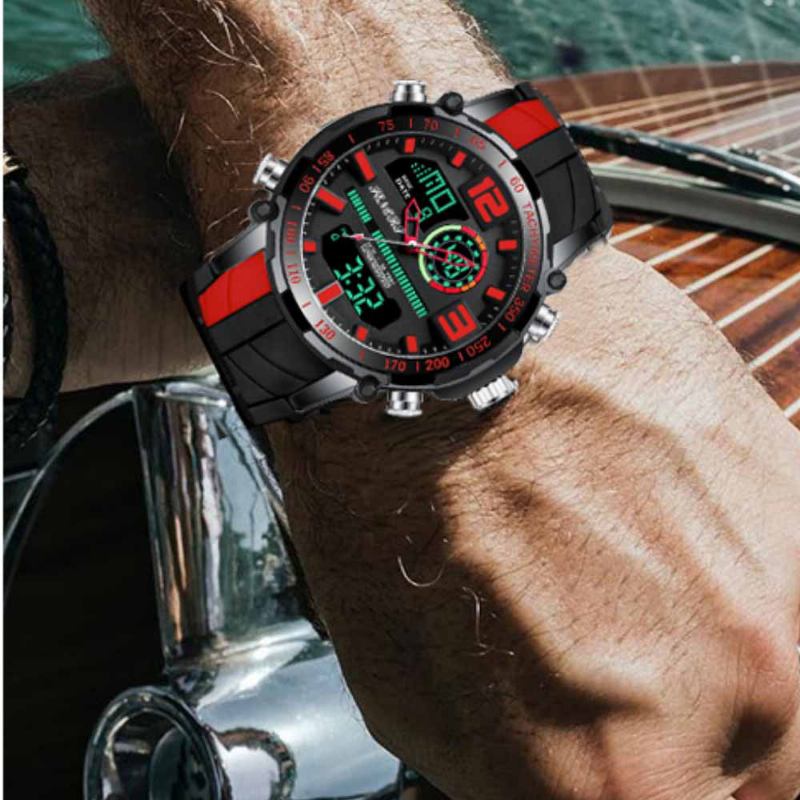 Dual Display Digital Watch Outdoor Sport Vekkerklokke Kalender Chronograph Noctilucent Waterproof Watch