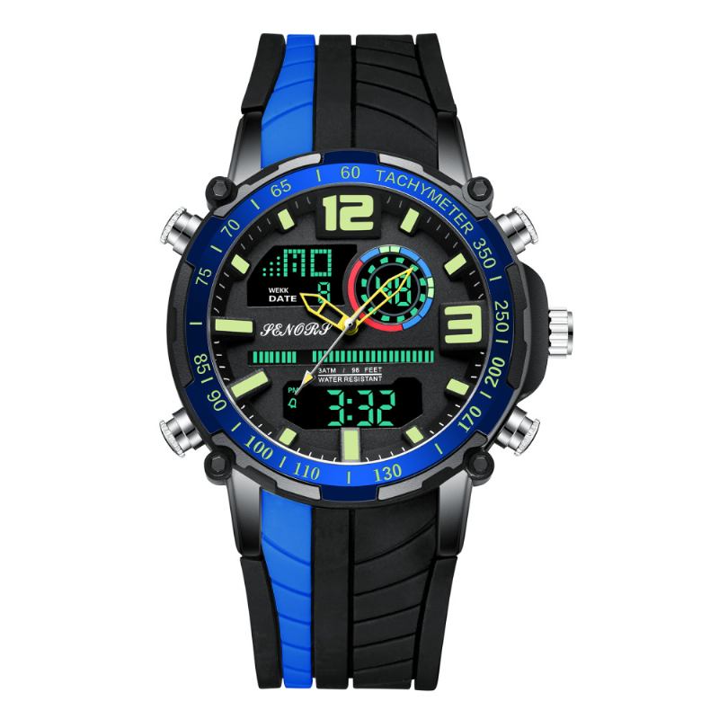 Dual Display Digital Watch Outdoor Sport Vekkerklokke Kalender Chronograph Noctilucent Waterproof Watch