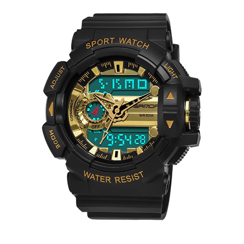 Lysende Display Candar Stoppeklokke Herre Mote Sport Klokke Dual Display Digital Watch