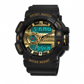 Lysende Display Candar Stoppeklokke Herre Mote Sport Klokke Dual Display Digital Watch