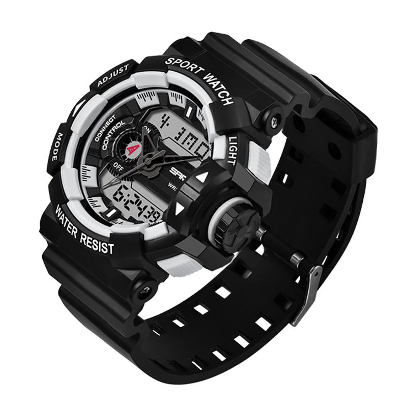 Lysende Display Candar Stoppeklokke Herre Mote Sport Klokke Dual Display Digital Watch