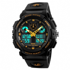 Menn Sport Chorongraph 50m Vanntett Lysende Dual Display Digital Watch