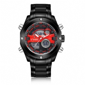 Mote Menn Dual Display Watch Luxury Rustfri Strap Sport Watch