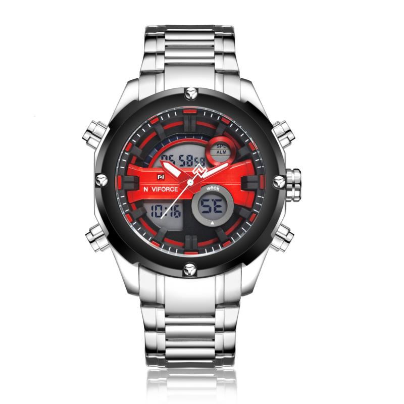 Mote Menn Dual Display Watch Luxury Rustfri Strap Sport Watch