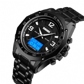 Multifunksjonell Luminous El Light Calendar 3atm Business Herre Watch Dual Display Digital Watch