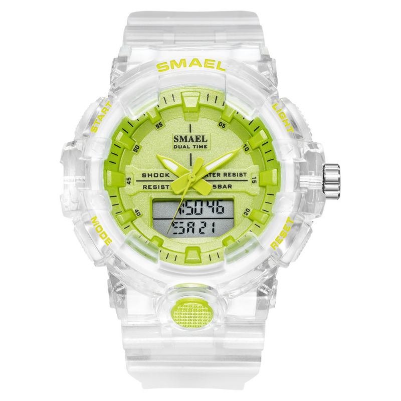 Sport Herre Digital Klokke Dobbel Tid Dato Uke Display Chronograph 5atm Vanntett Utendørs Dual Display Klokke