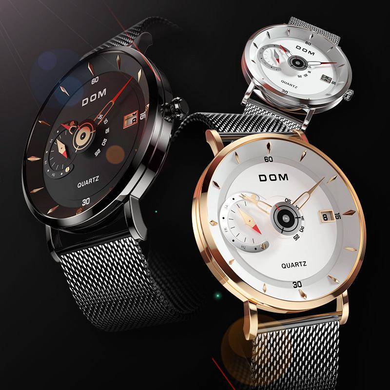 Ultra Thin Business Style Herre Armbåndsur Full Steel Band Creative Quartz Watch