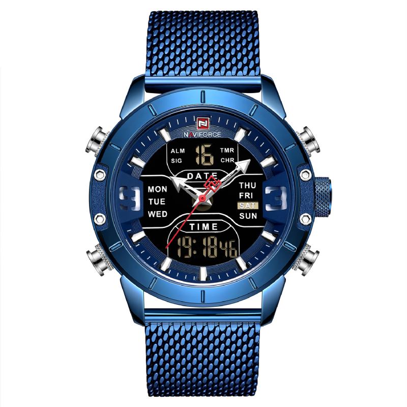 Vanntett Dual Display Watch Calendar Full Steel Business Menn Digital Watch