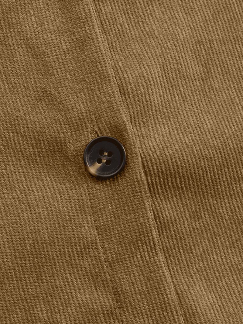 Kvinner Corduroy Solid Muslim Style Collared Raglan Button Front Høy Lav Kjole