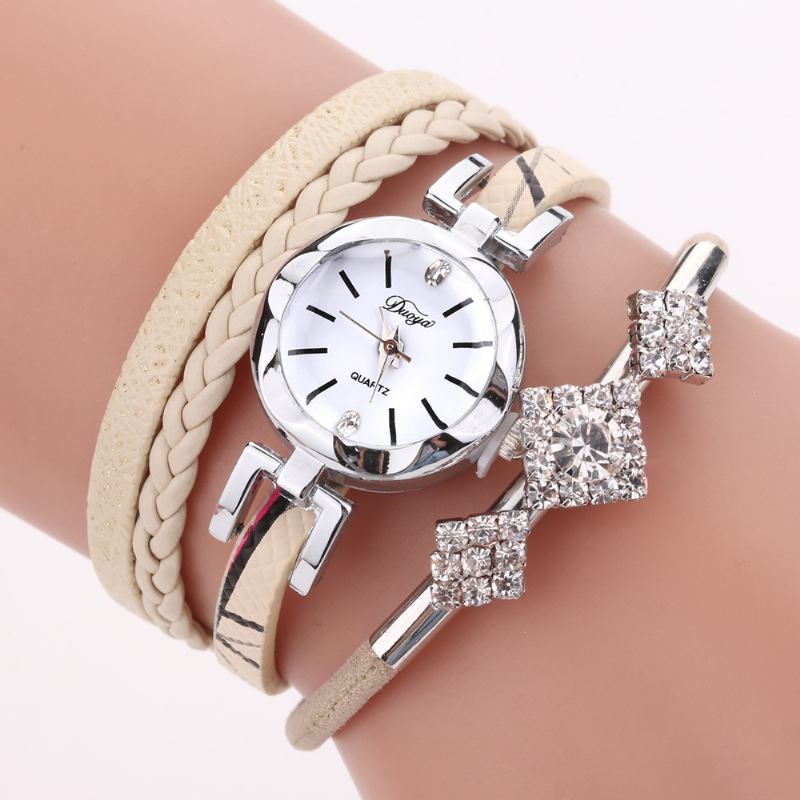 Blomstrete Dial Show Fasjonable Kvinner Armbånd Watch Tourist Dress Retro Style Quartz Watch