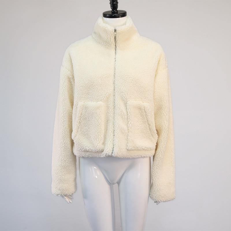 Høst Vinter Fluffy Fleece Jakker Og Jakker Pluss Størrelse Glidelås Cardigan Lange Armer Overfrakker Varme Jakker Lammeull