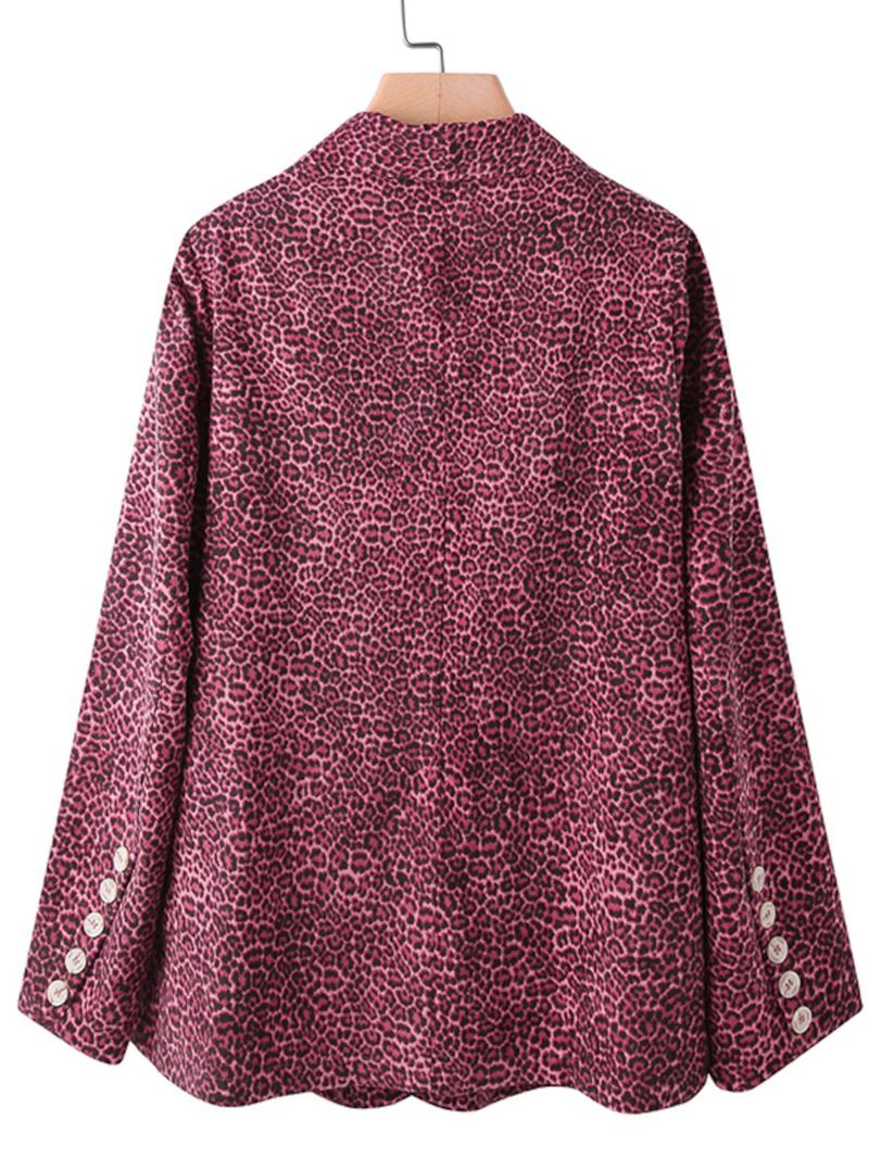 Leopardtrykt Corduroy Europeisk Mansjettdress For Kvinner