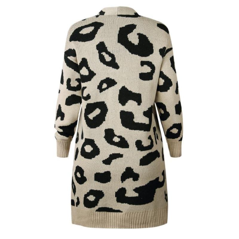 Sexy Leopardtrykt Cardigan Genser Kvinner 2018 Høst Vinter Genser Harajuku Langermet Strikkegenser Sueter Mujer