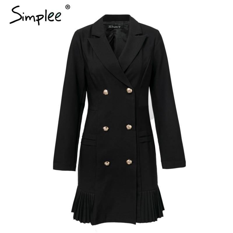 Simplee Elegant Volang Dobbelspent Damekjole Office Fritids Blazer Hvit Kjole Høst Vinter Slim Dress Damekjoler