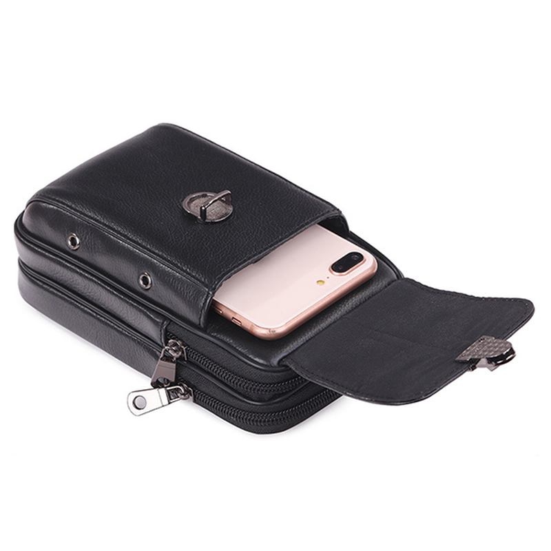 Midjepakke Travel Leather Messenger Veske Mobiltelefonvesker Veskehylster