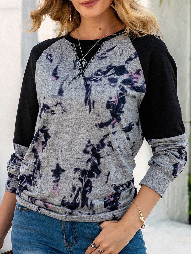 Dame Tie Dye Patchwork Raglan Sleeves Bluse