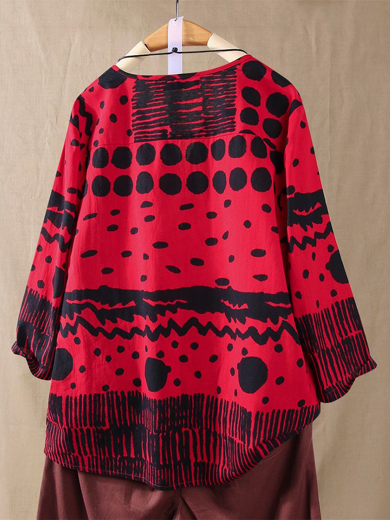 Kvinner Polka Dot Med Trykk 3/4 Ermet Løs Vintage Bluse