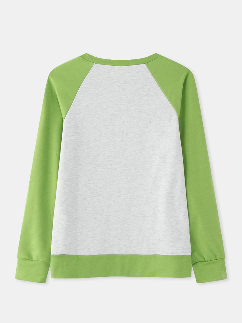 Kvinner Tegneserie Animal Med Trykk O-hals Kontrast Raglan Sleeve Fritids Bluser