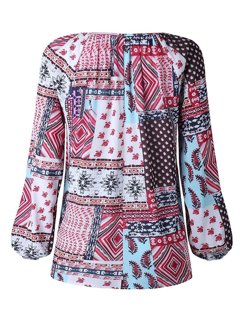 Kvinner V-hals Boho Bluse Med Blomstertrykk