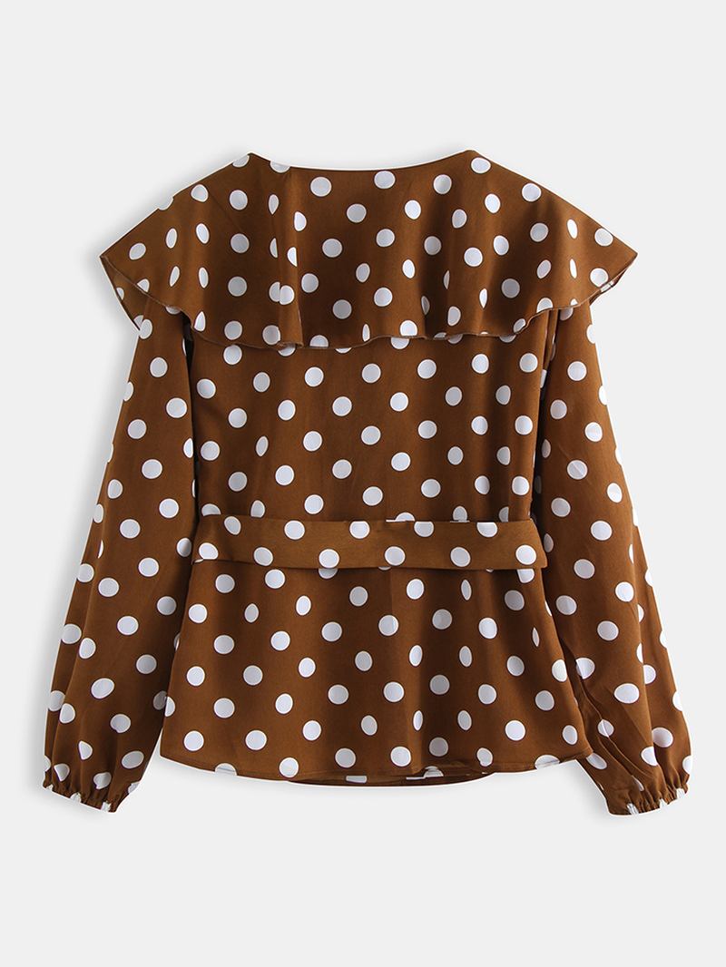 Polka Dot Med Trykk V-hals Langermet Causal Bluse