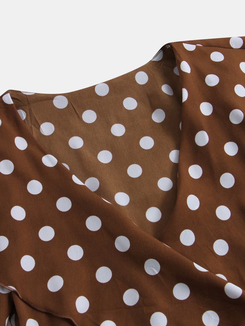 Polka Dot Med Trykk V-hals Langermet Causal Bluse