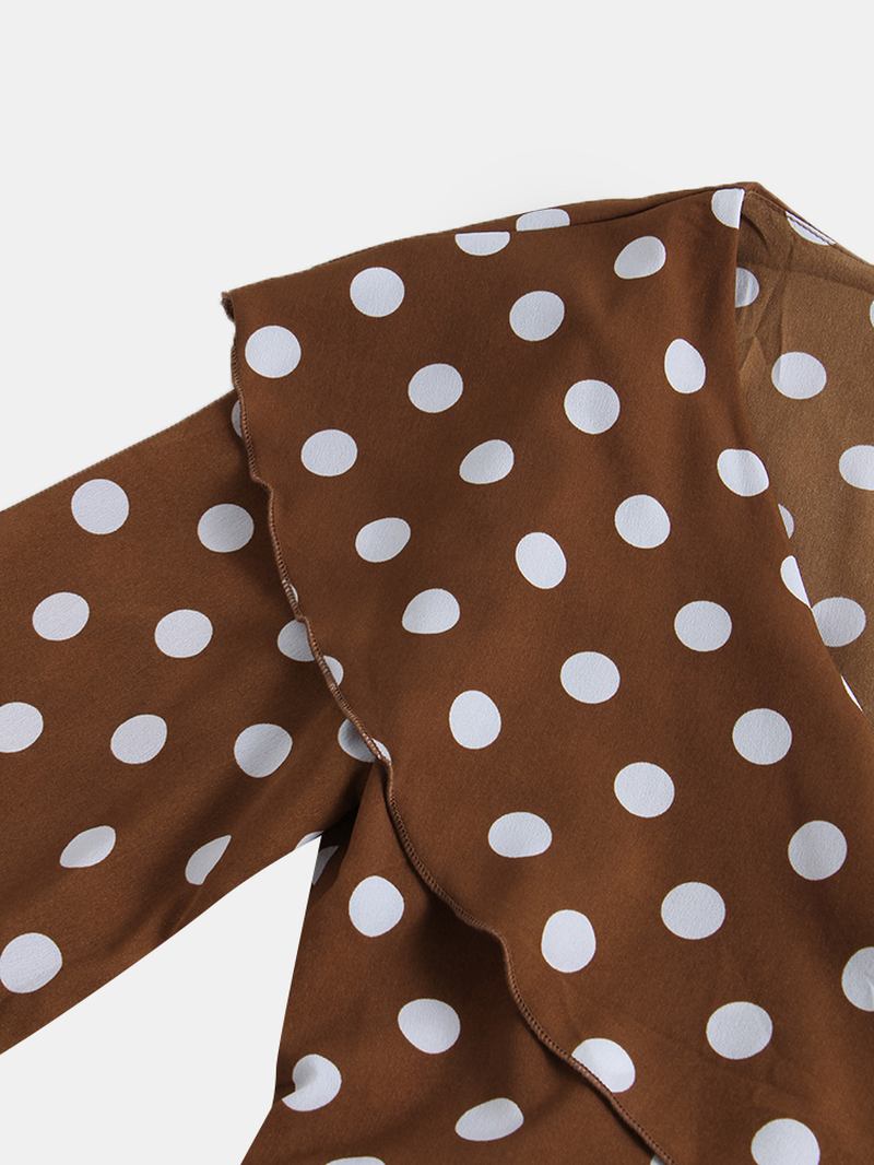 Polka Dot Med Trykk V-hals Langermet Causal Bluse