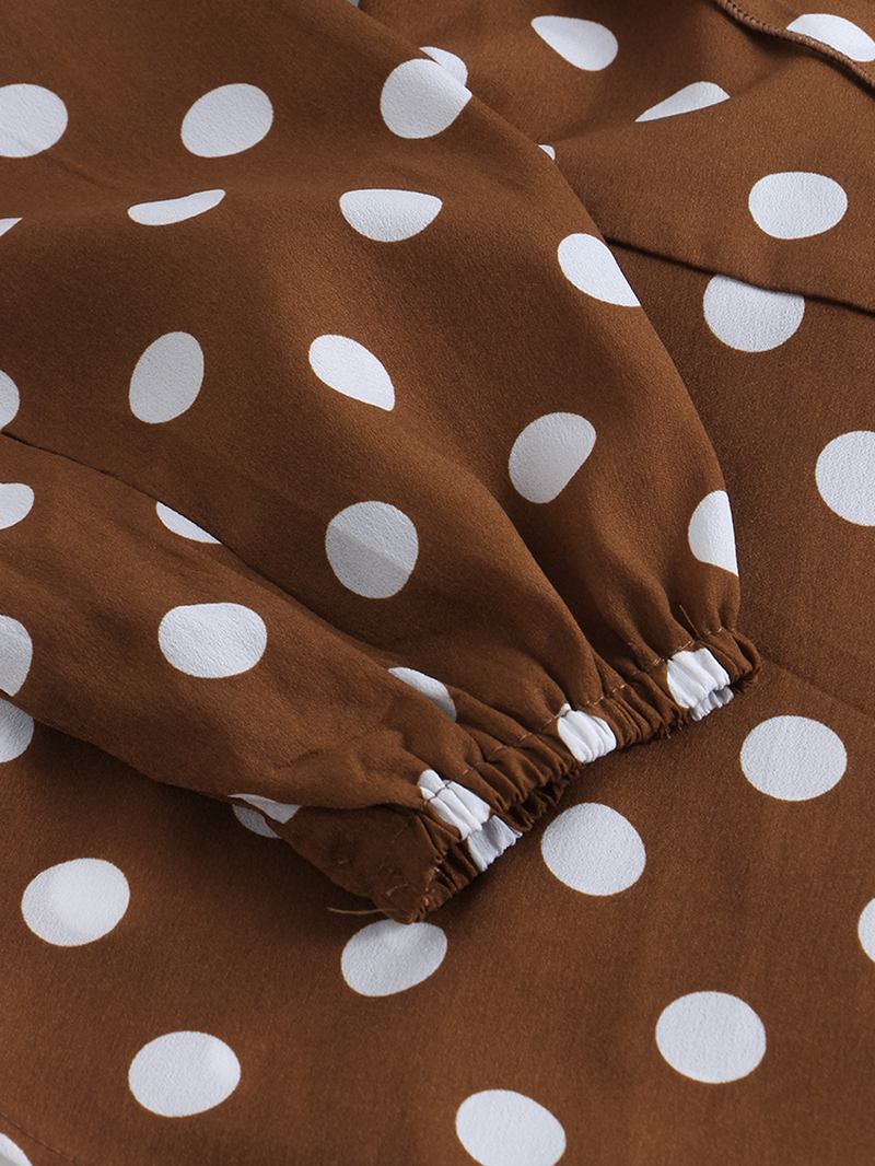 Polka Dot Med Trykk V-hals Langermet Causal Bluse