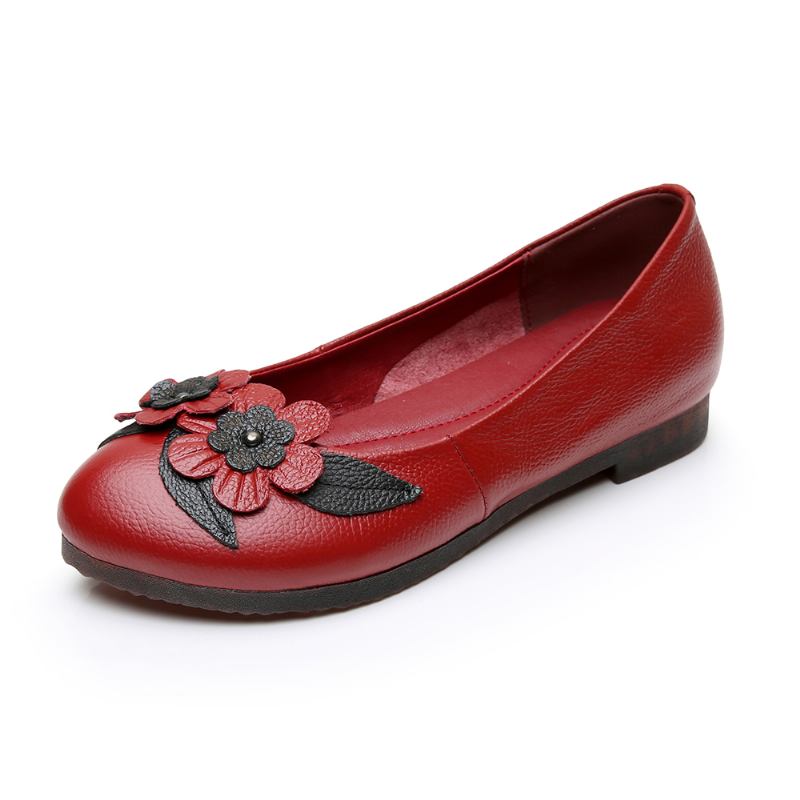 Dame Blomster Decor Sole Soft Leather Loafers