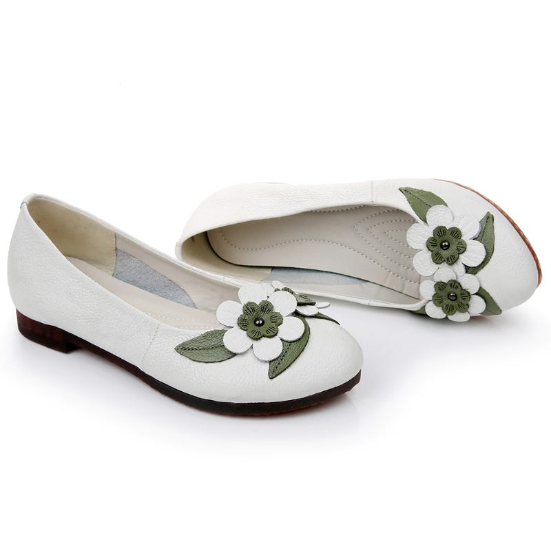 Dame Blomster Decor Sole Soft Leather Loafers