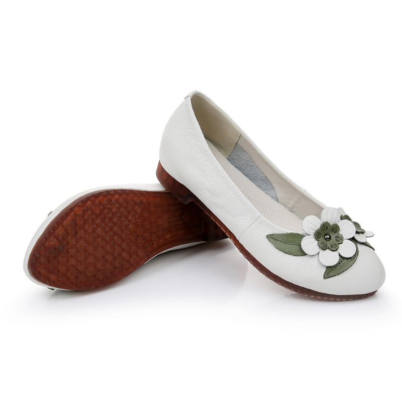 Dame Blomster Decor Sole Soft Leather Loafers