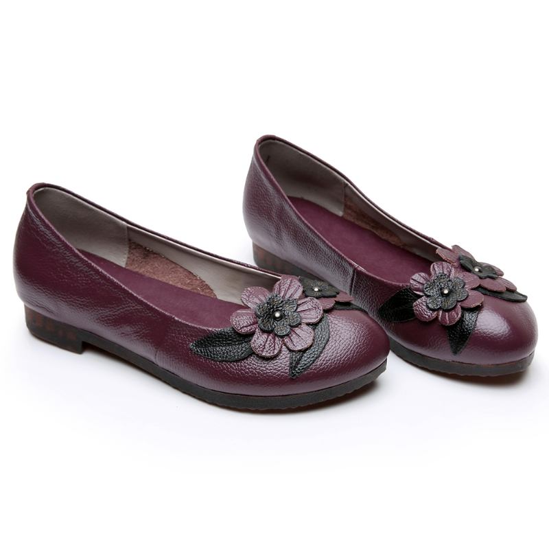 Dame Blomster Decor Sole Soft Leather Loafers