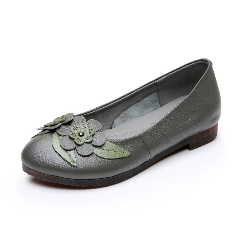 Dame Blomster Decor Sole Soft Leather Loafers