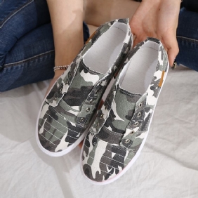 Dame Camouflage Canvas Wide Fit Bærbare Fritids Flats