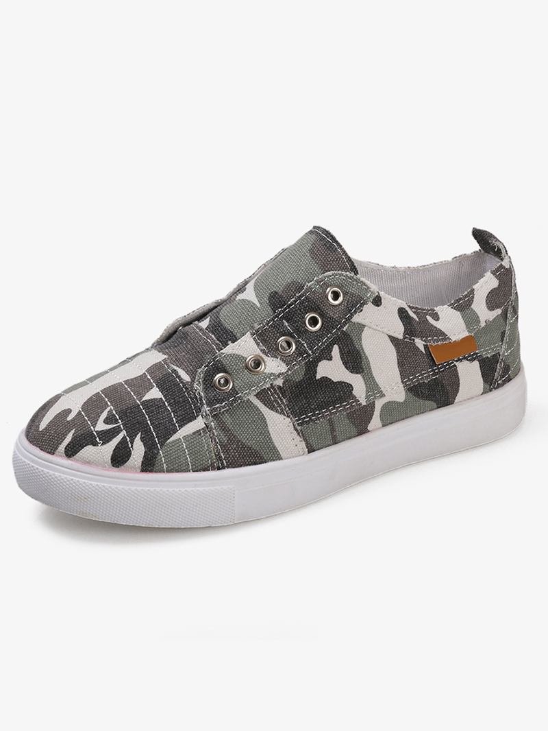 Dame Camouflage Canvas Wide Fit Bærbare Fritids Flats