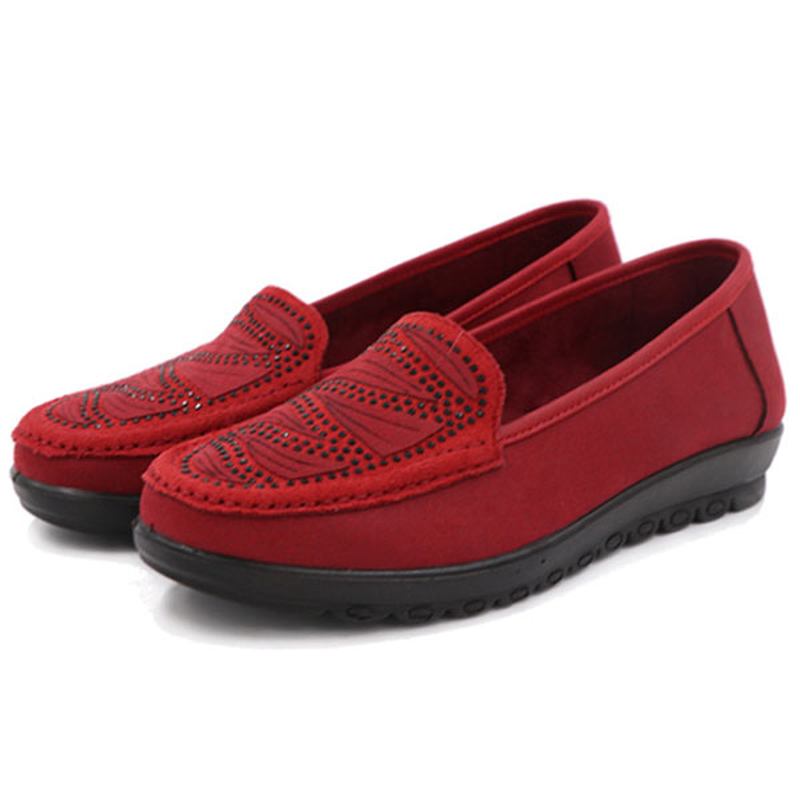 Dame Fritids Flat Slip-on Myke Sko I Semsket Skinn