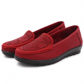 Dame Fritids Flat Slip-on Myke Sko I Semsket Skinn